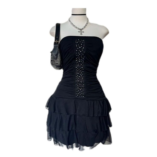 Robe de bal courte bustier à volants J5994