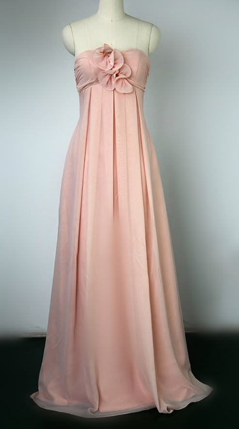 Robe de bal trapèze en mousseline rose, robe de demoiselle d'honneur J5998