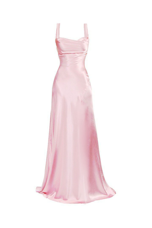 Rosa Satin A-Linie Ballkleid Formelle Abendkleider J5999