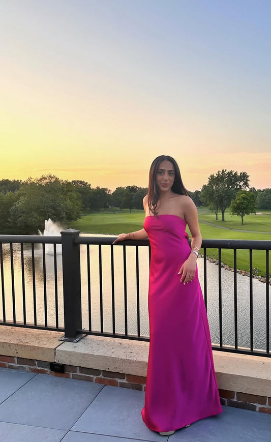 Robe longue bustier rouge rose, robe de soirée formelle, robe de bal, J7201