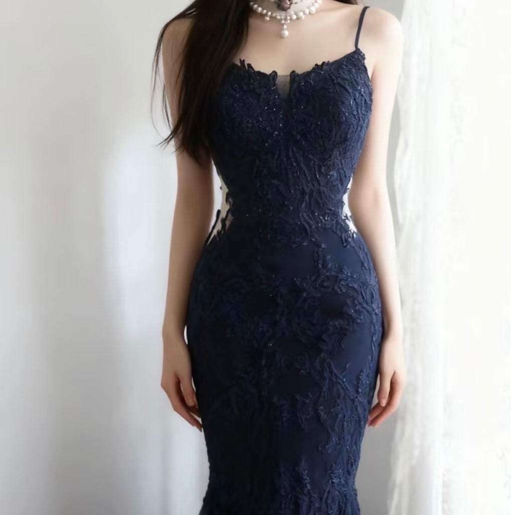 Robe de soirée fourreau noire sexy longue avec fente J8826