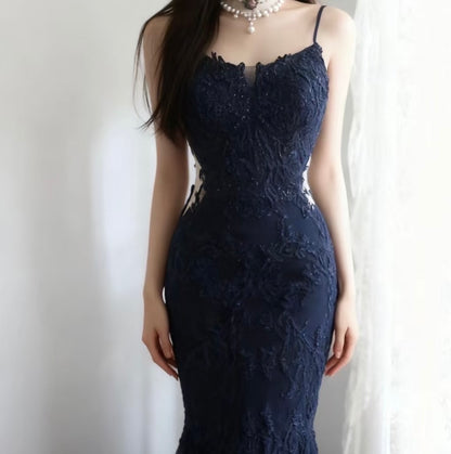 Robe de soirée fourreau noire sexy longue avec fente J8826