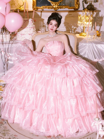 Robe de bal bustier trapèze à volants pour 16 ans J7724