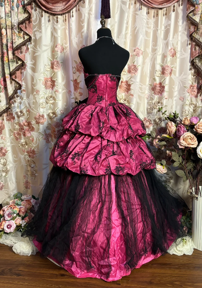 Hot Pink Ball Gown Birthday Dress Vintage Evening Gowns J8643