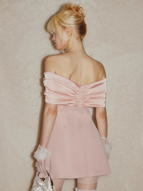 Rosa A-Linie, schulterfrei, kurzes Geburtstagsoutfit, Heimkehrkleid J7104