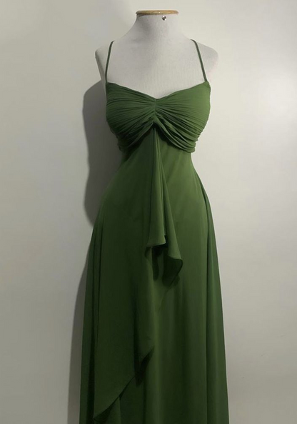 Green Chiffon Long Prom Dress A Line Formal Party Dress J8299