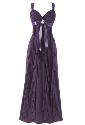 Lila Rüschen A-Linie Ballkleid Langes Abendkleid J6009