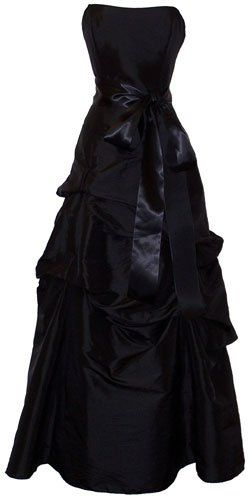 Trägerloses schwarzes A-Linien-Ballkleid, langes Abendkleid J6010