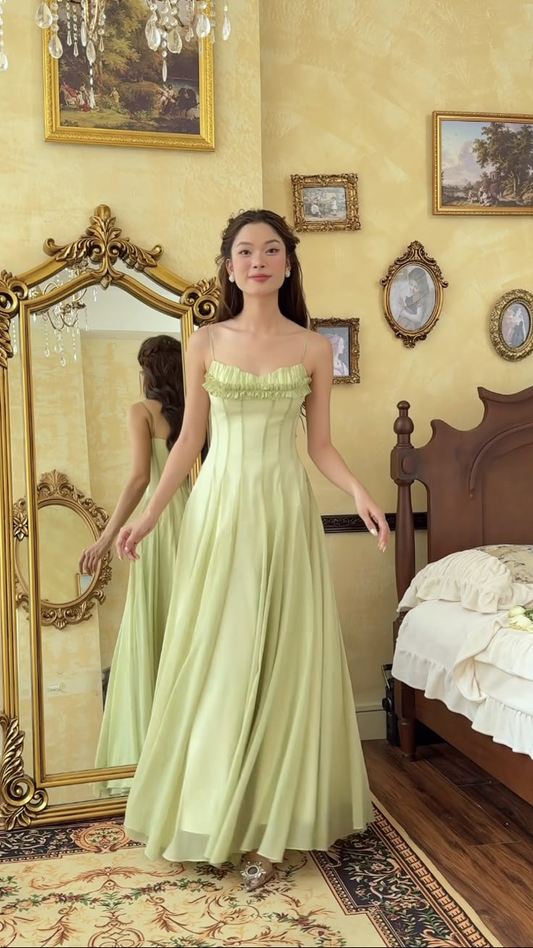 Spaghettiträger Grün A-Linie Ballkleid Formelles Partykleid J6050