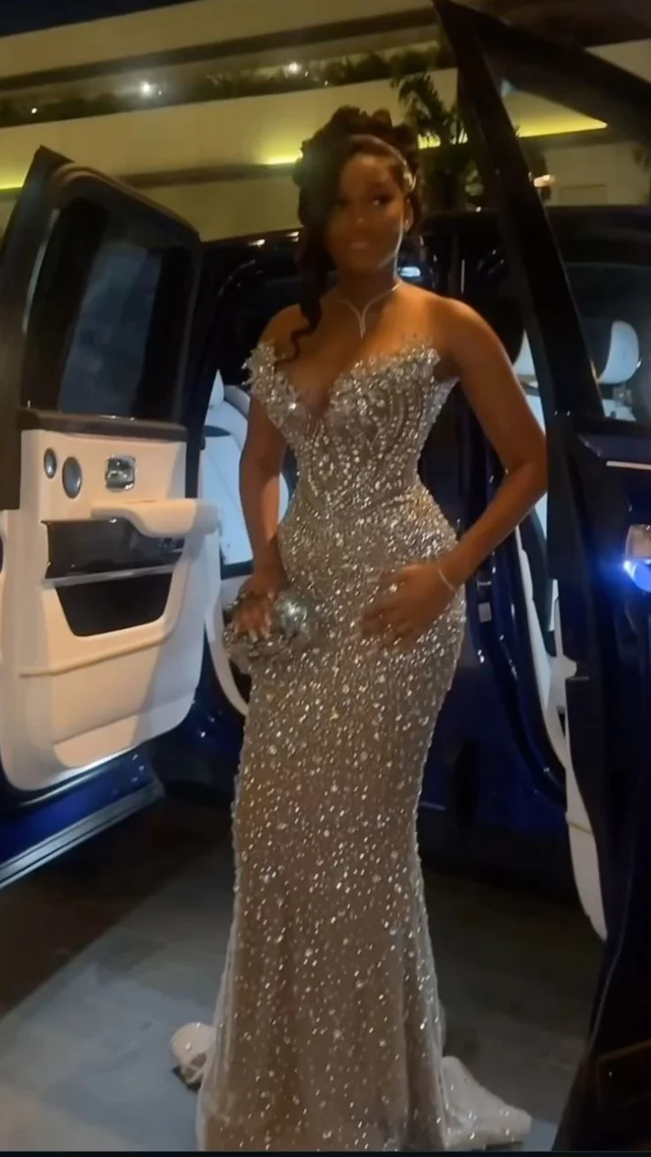 Sequin Mermaid Long Prom Dress Elegant Evening Party Dress J6065