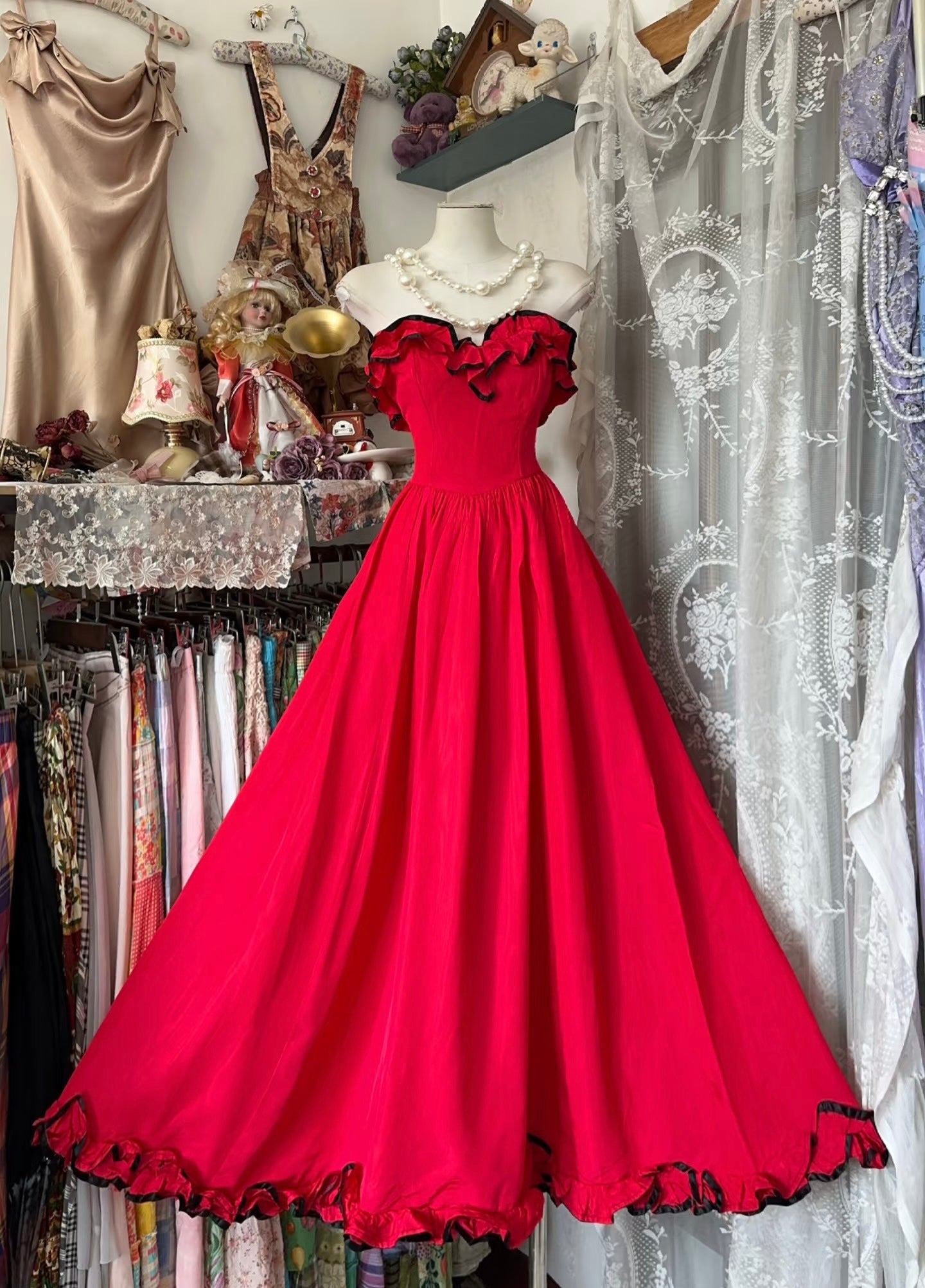 Sweetheart A Line Red Birthday Dress Formal Prom Dress J7655