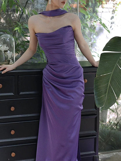Purple Sheath Long Prom Dress Formal Party Gown J6113