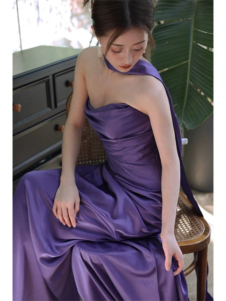 Purple Sheath Long Prom Dress Formal Party Gown J6113
