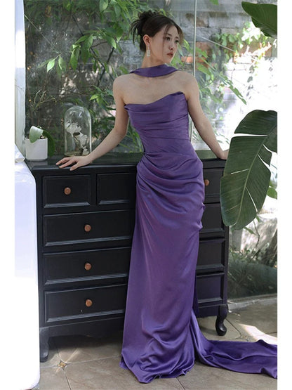 Purple Sheath Long Prom Dress Formal Party Gown J6113