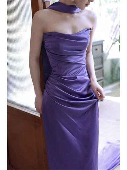 Purple Sheath Long Prom Dress Formal Party Gown J6113