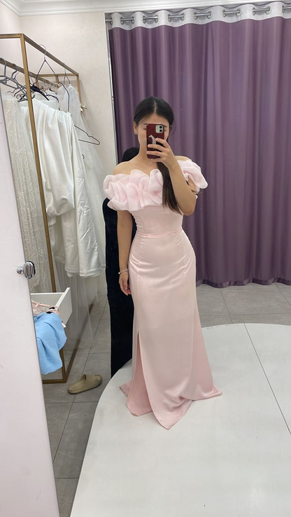 Rosa Etuikleid, lang, Ballkleid, formelles Partykleid J6121