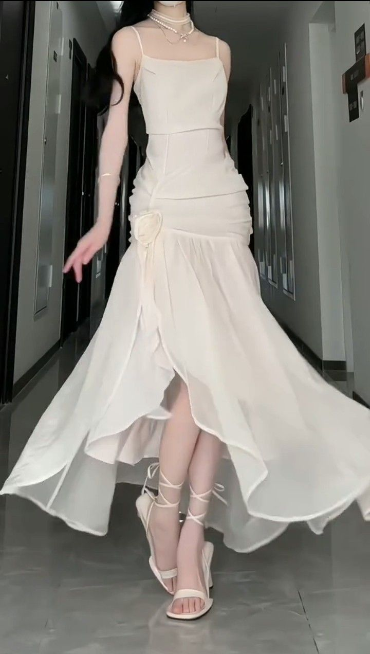 Meerjungfrau Elfenbein Chiffon Lange Abendkleider Ballkleider J6145