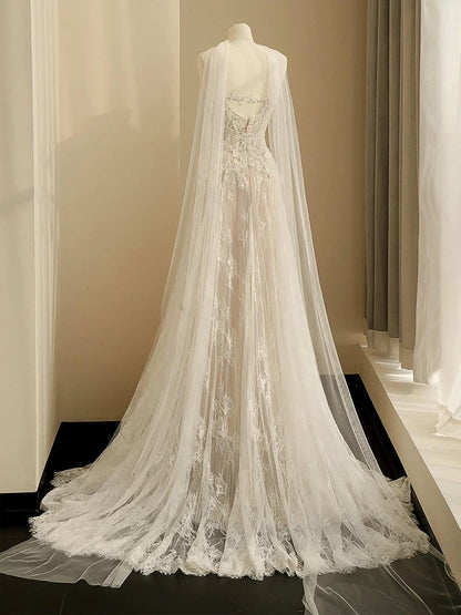 Sweetheart Lace A Line Wedding Dress Ivory Wedding Gown J6167