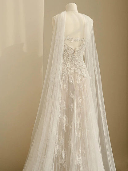 Sweetheart Lace A Line Wedding Dress Ivory Wedding Gown J6167