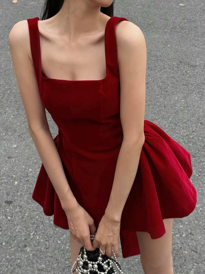 Elegant Red A Line Short Dress Christmas Outfit New Year Dress L17