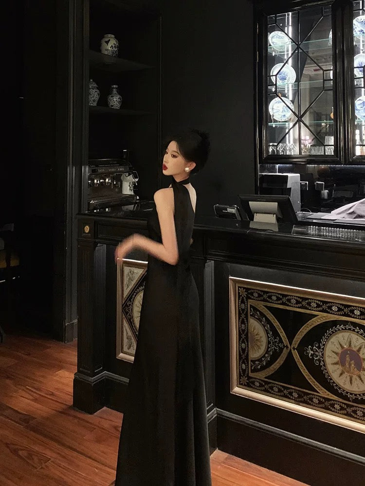 Robe de soirée noire asymétrique, robe de bal formelle J6181