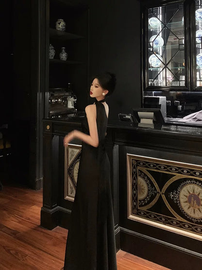 Robe de soirée noire asymétrique, robe de bal formelle J6181