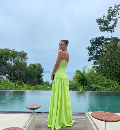 Strapless Green A Line Wedding Guest Dress Formal Party Gown J6190