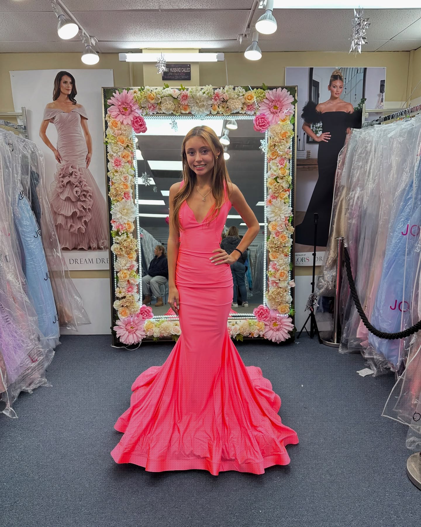 Pink Mermaid Prom Dress Backless Formal Party Dress J6202