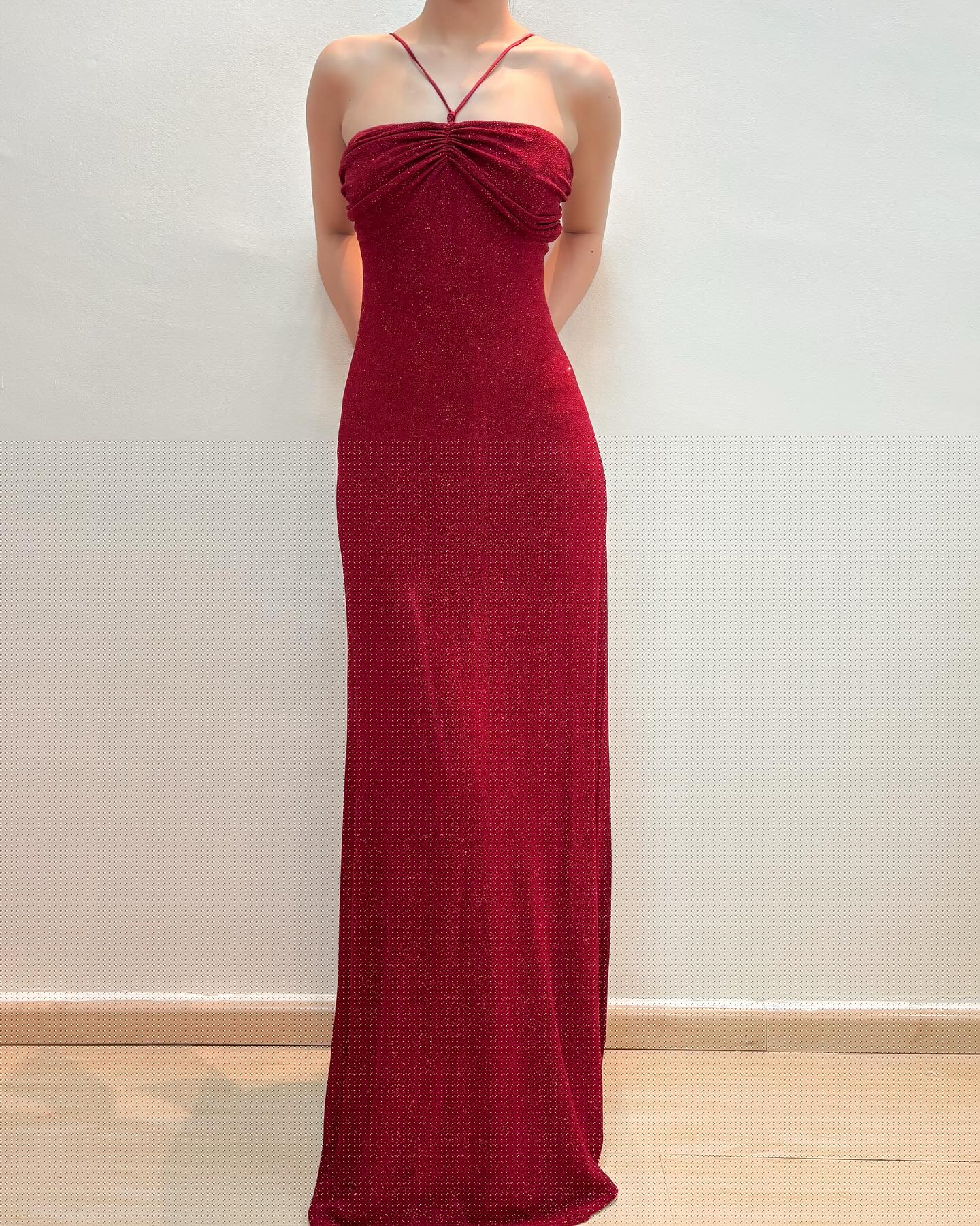 Rotes funkelndes Etuikleid, langes Ballkleid, formelles Abendkleid J6207