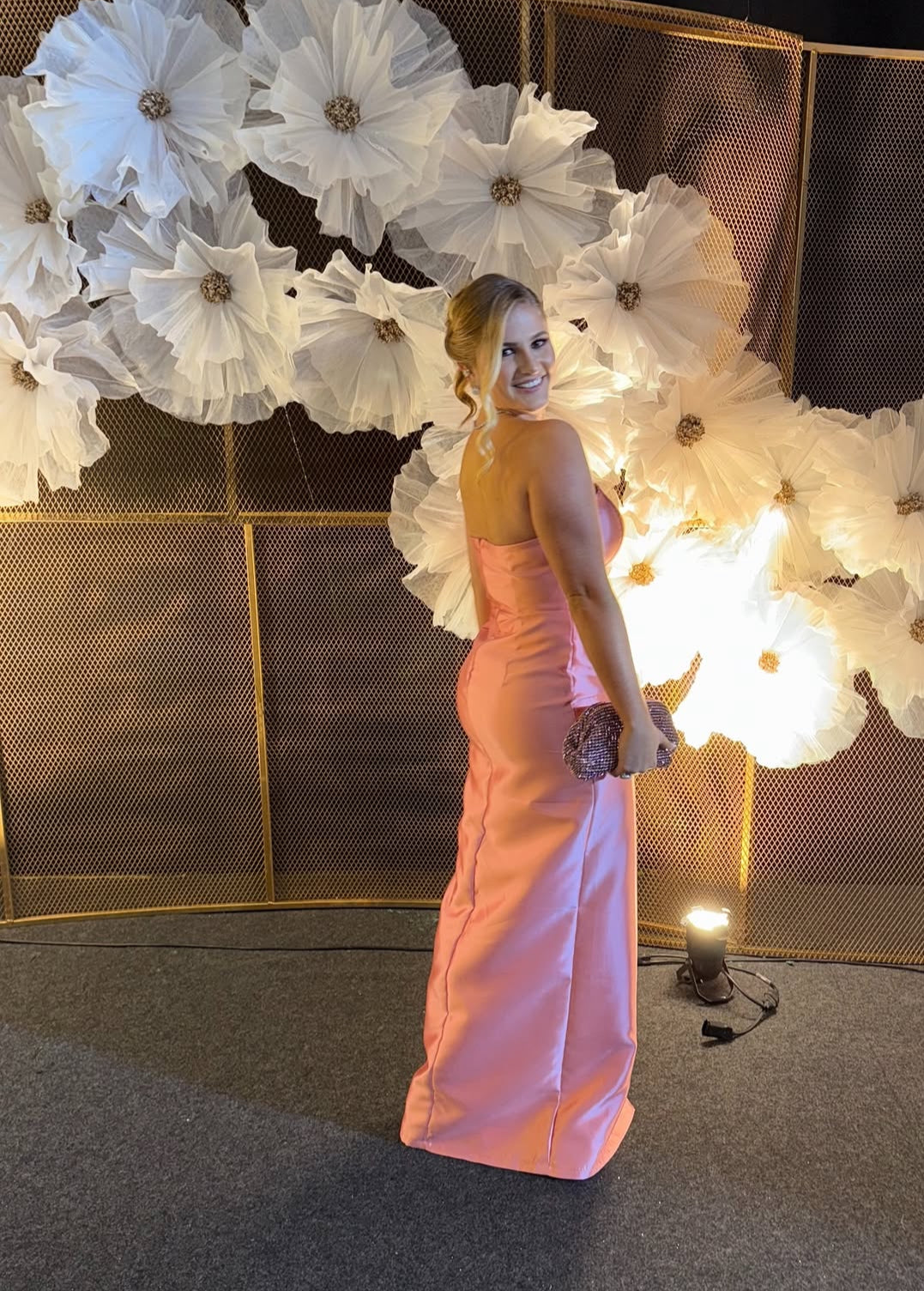 Strapless Pink Sheath Prom Dress Ruffle Wedding Guest Dress J7803