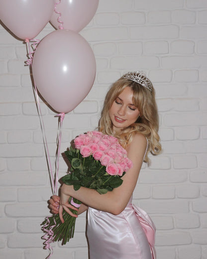 Robe de bal rose clair style sirène dos nu, tenue d'anniversaire J6210