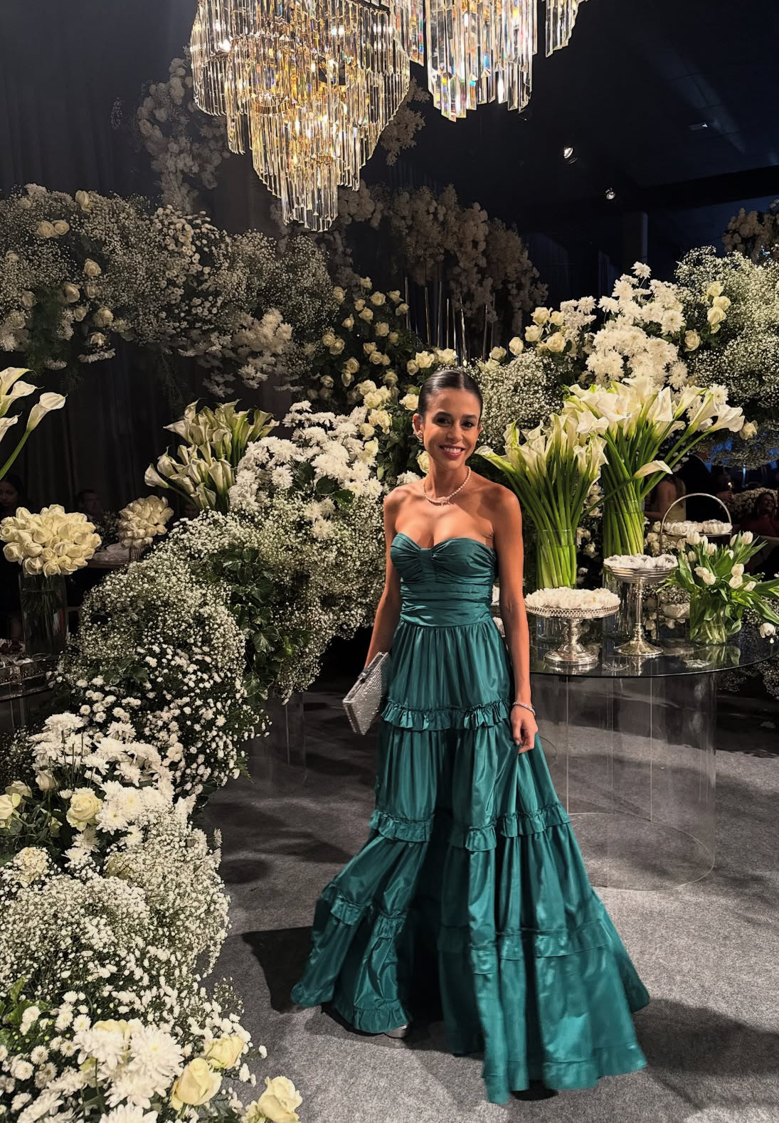 Sweetheart A Line Emerald Green Wedding Guest Dress Formal Evening Dress J7040