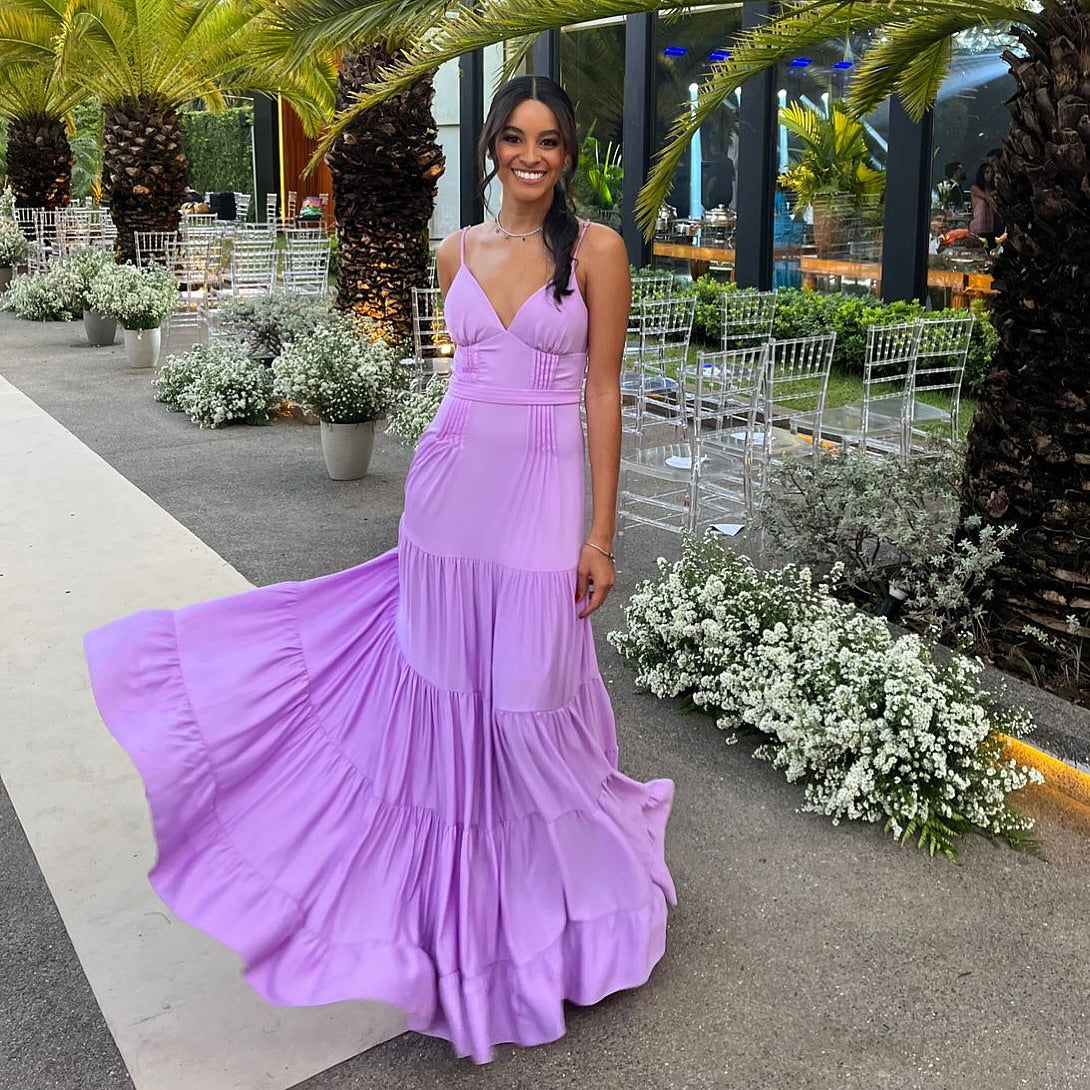 V Neck A Line Formal Party Dress Wedding Guest Dress J6237