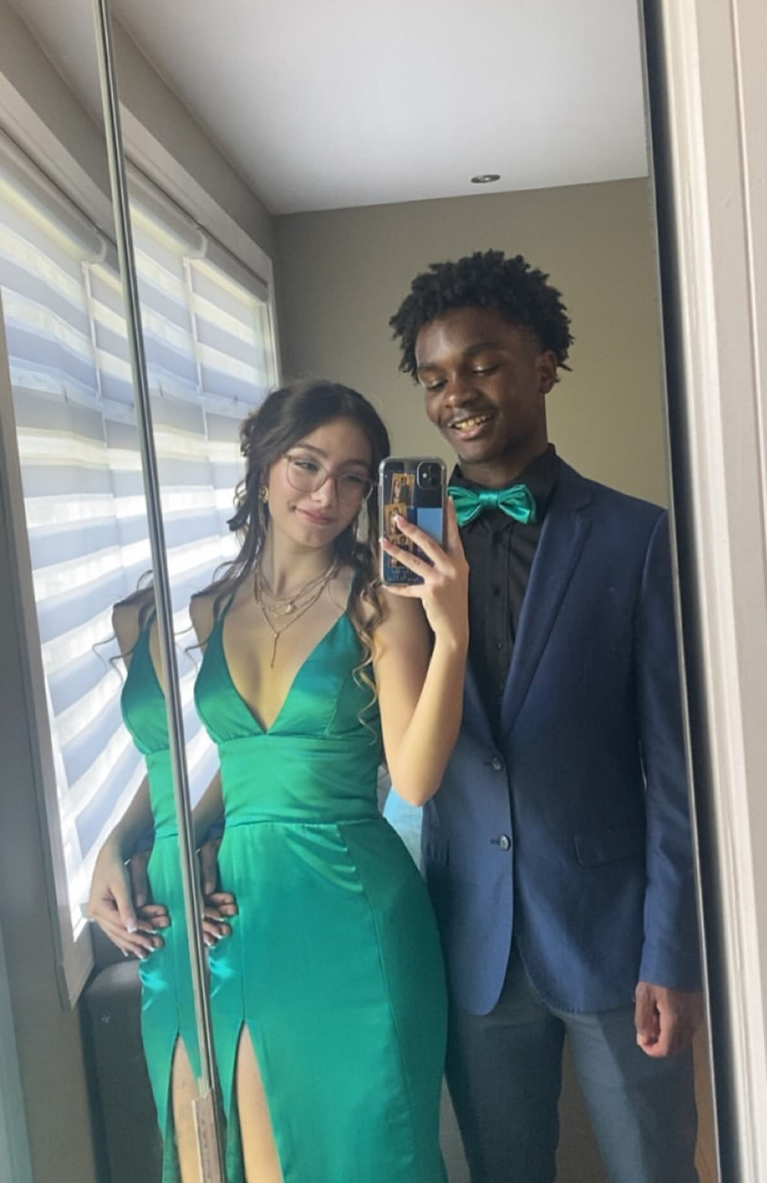 Spaghetti Straps Green Long Prom Dress With Slit Satin Evening Dress J7870