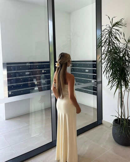 Trägerloses Meerjungfrau-Ballkleid aus Chiffon, formelles Partykleid J6272