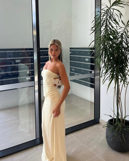 Trägerloses Meerjungfrau-Ballkleid aus Chiffon, formelles Partykleid J6272