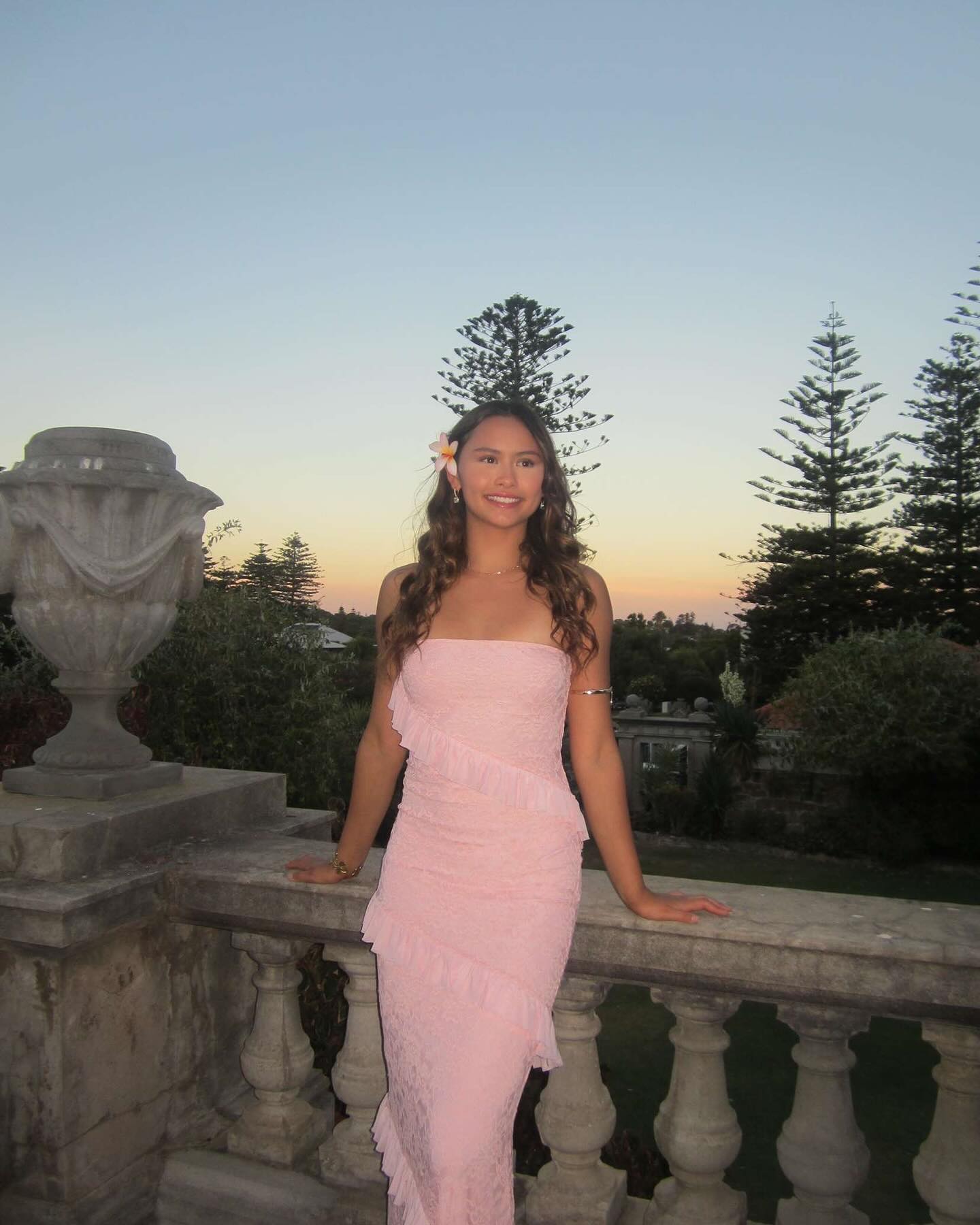 Strapless Sheath Lace Pink Prom Dress Ruffle Formal Party Dress J6275