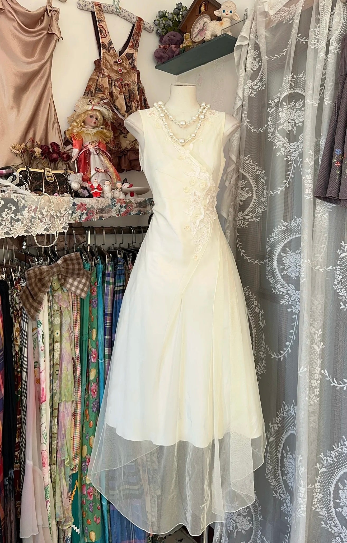 A-Linie Beiges formelles Partykleid mit Applikationen J6308