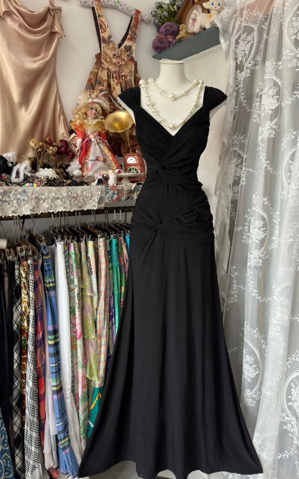 Chiffon Schwarzes Ballkleid Elegantes Abendkleid J6312