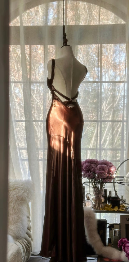 Meerjungfrau Rückenfreies Braunes Ballkleid Formales Abendkleid J6317
