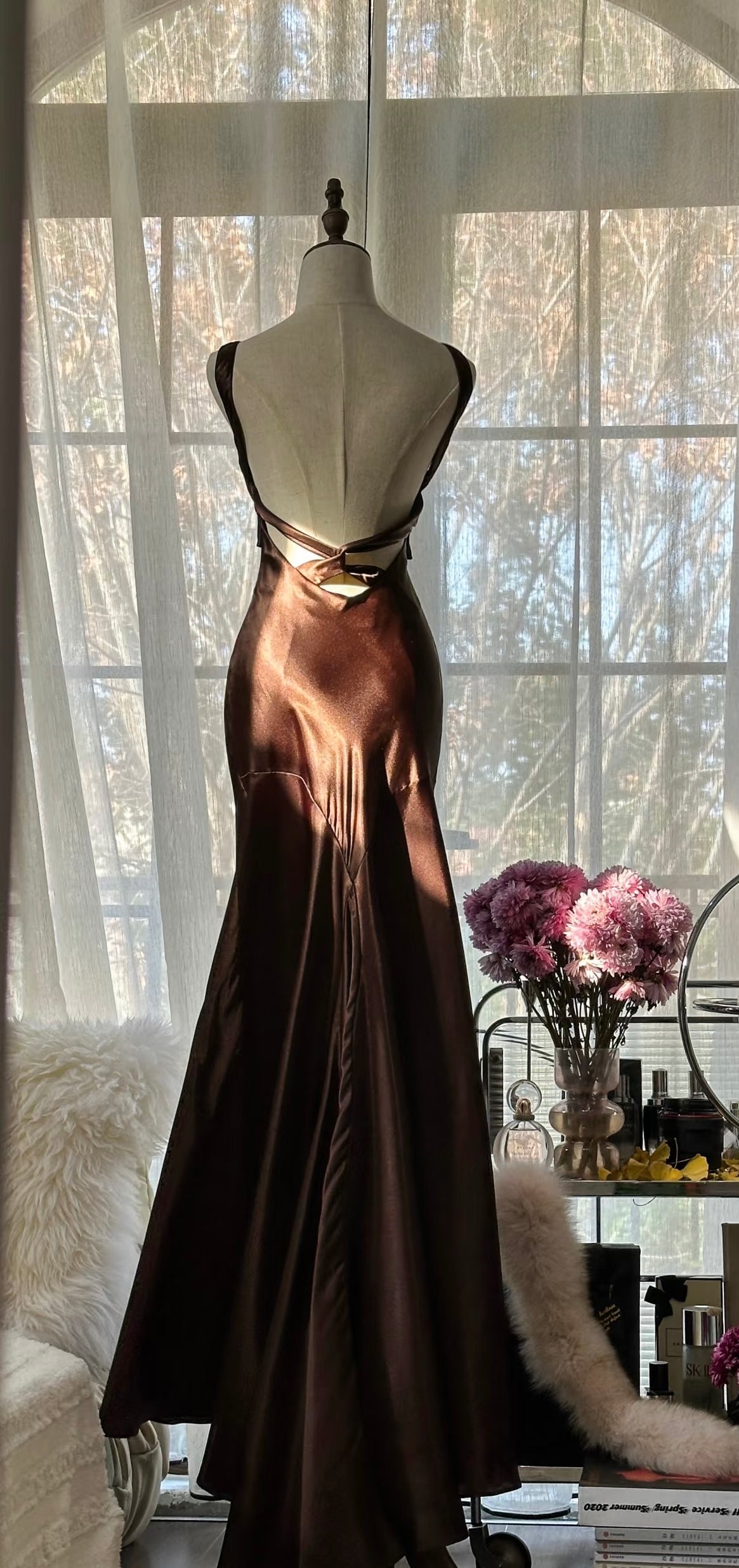 Meerjungfrau Rückenfreies Braunes Ballkleid Formales Abendkleid J6317