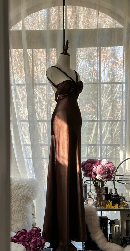 Meerjungfrau Rückenfreies Braunes Ballkleid Formales Abendkleid J6317