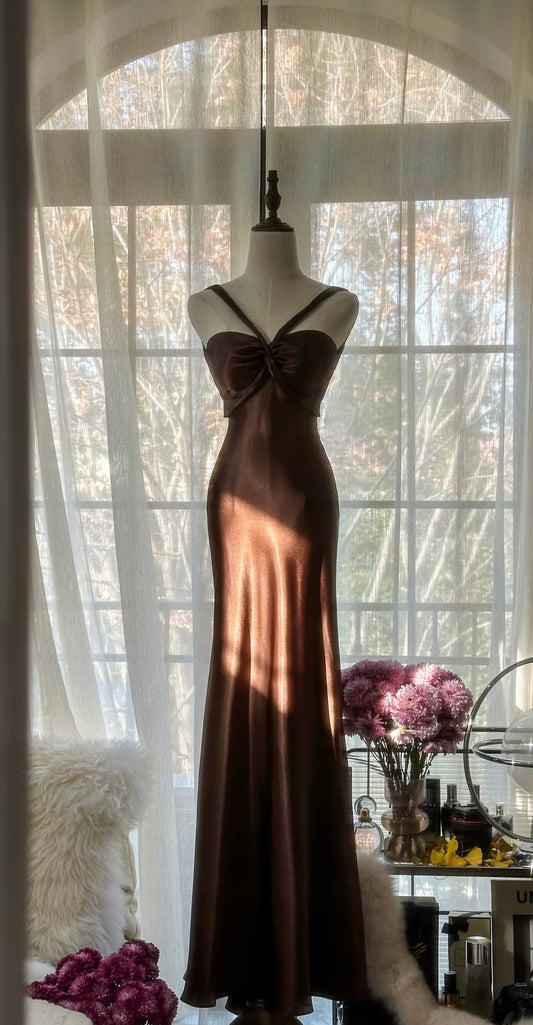 Meerjungfrau Rückenfreies Braunes Ballkleid Formales Abendkleid J6317