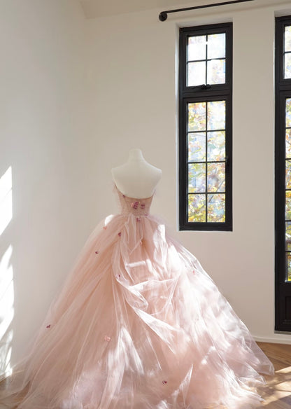 A Line Tulle Pink Birthday Dress Sweet Formal Prom Dress J6325