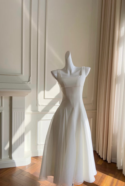 Elegantes A-Linien-Ballkleid in Elfenbein, Chiffon, formelles Partykleid J6332