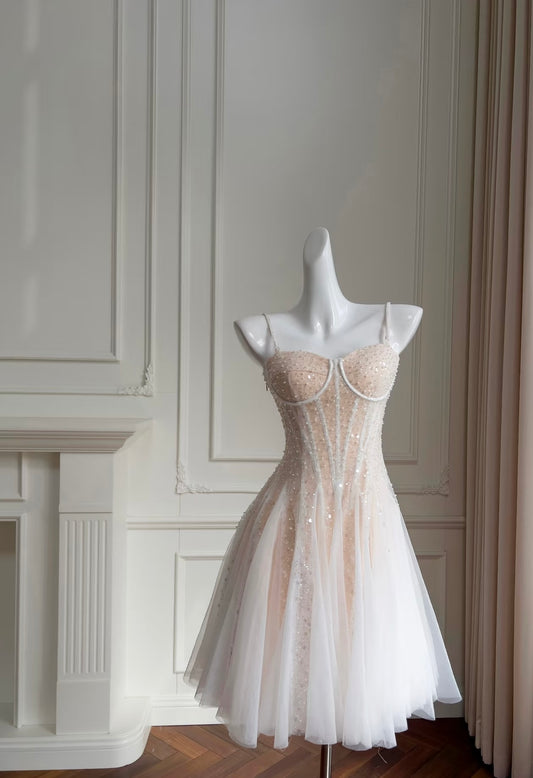 A Line Sequin Tulle Prom Dress Sweet Birthday Outfit J6333