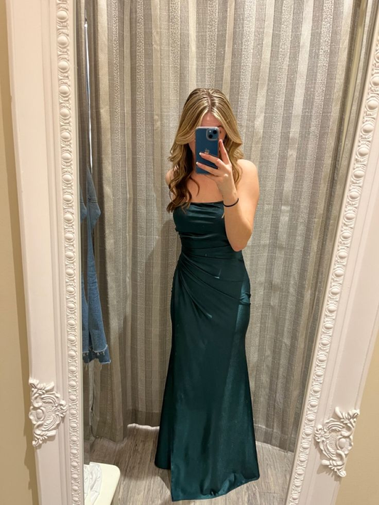 Spaghettiträger Meerjungfrau Dunkelgrün Ballkleid Abend Partykleid J6365