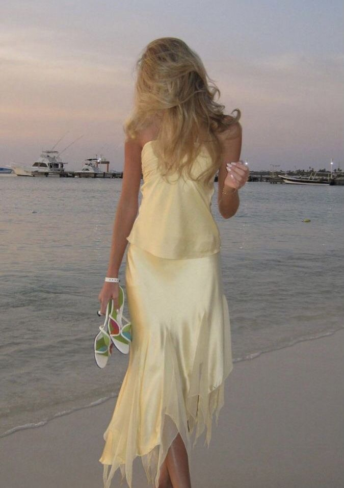 Halfter Meerjungfrau Gelb Ballkleid Satin Strand Urlaub Kleid J6396