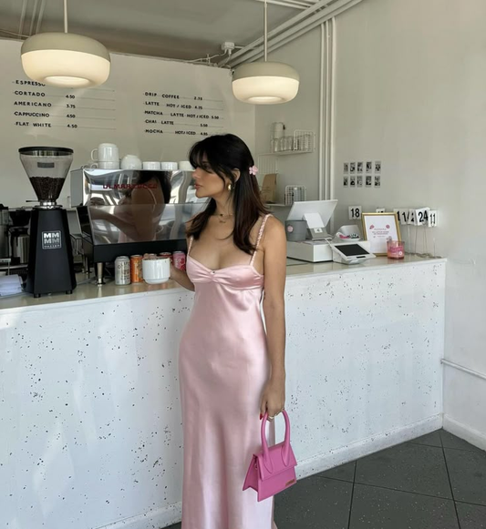 Satin Pink Long Prom Dress Sheath Evening Gown Birthday Outfit J6405