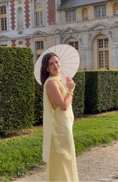 Robe de bal sirène jaune en mousseline de soie, robe d'invitée de mariage jaune J6416